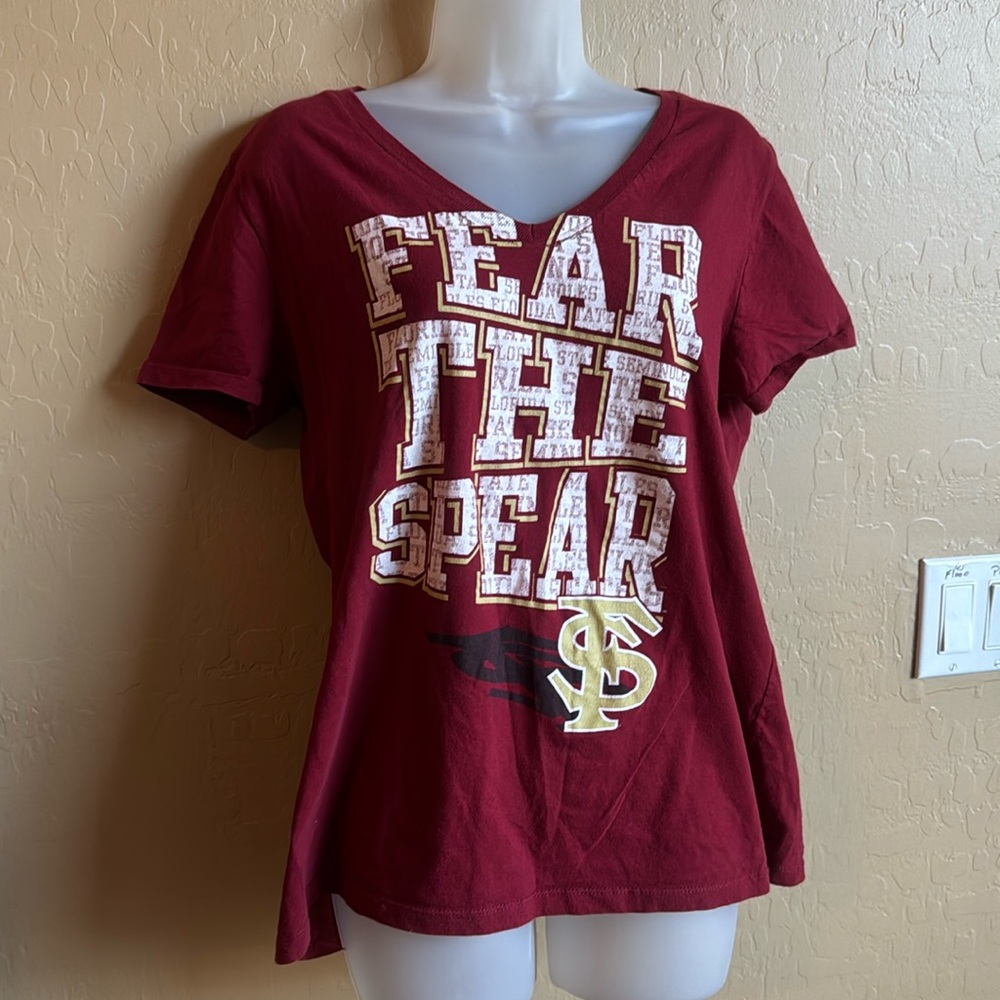 Florida State V-neck Tee Burgundy Women’s Large University College Team Top